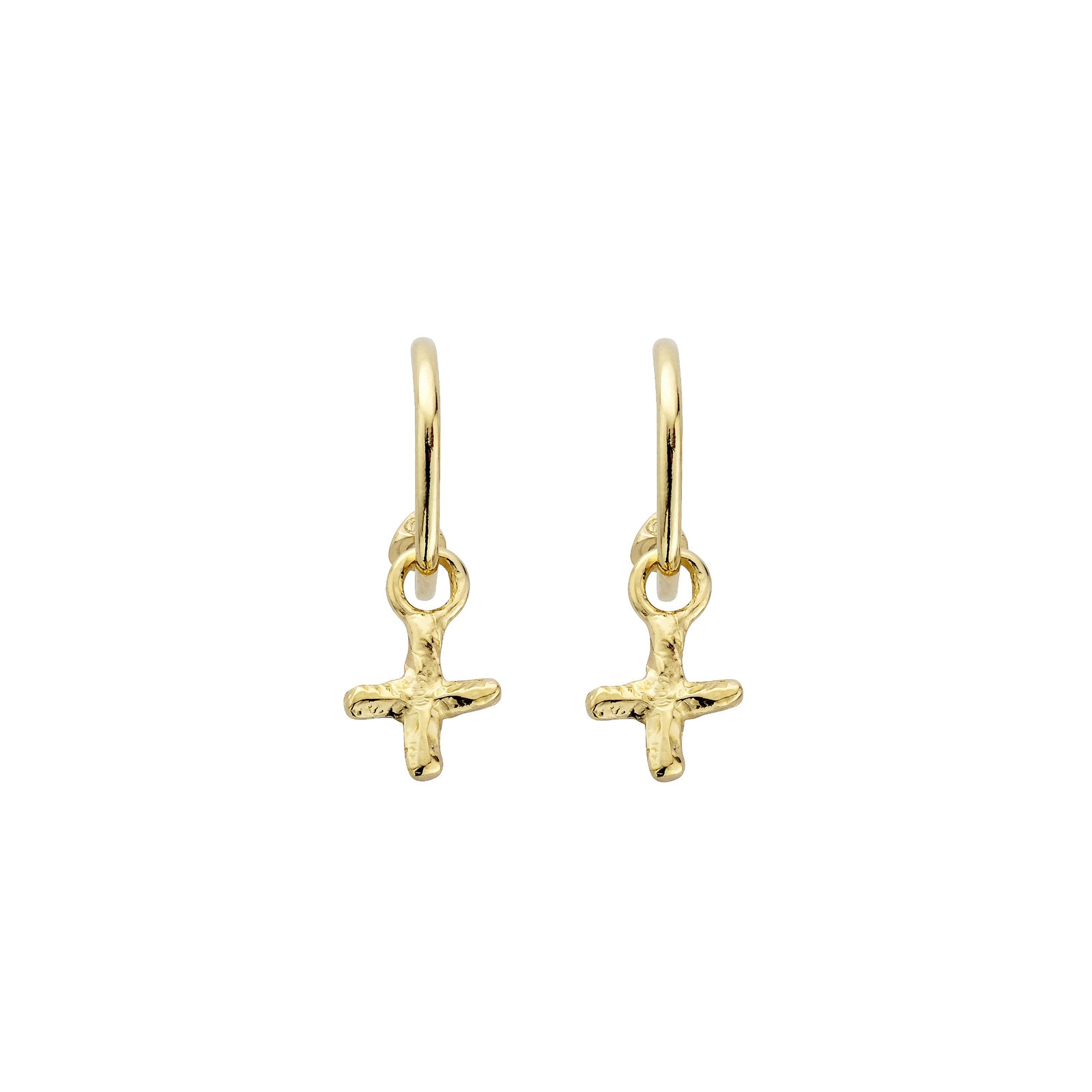 Gold Mini Cupid Hoops With Mini Kiss Charms
