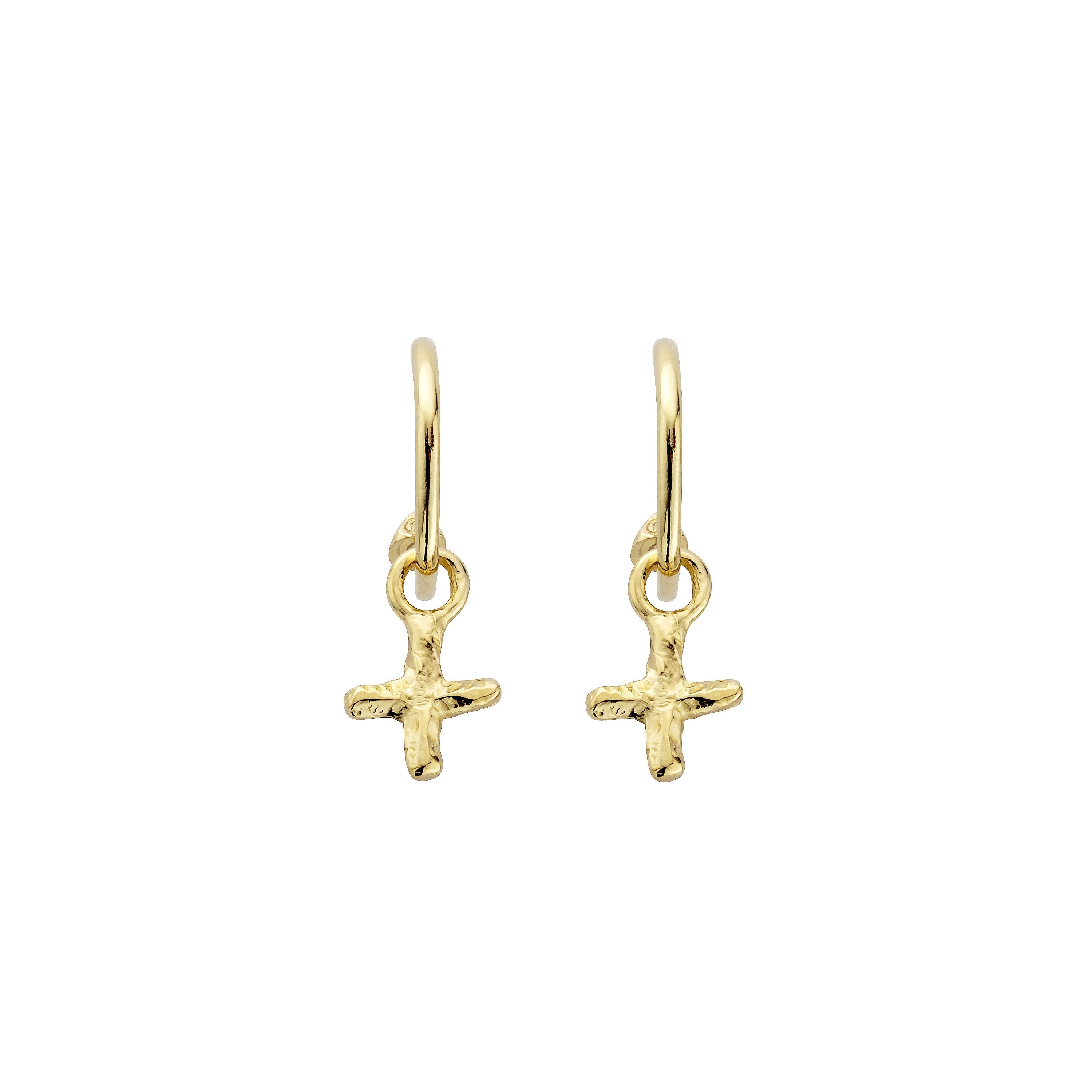 Gold Mini Cupid Hoops With Mini Kiss Charms