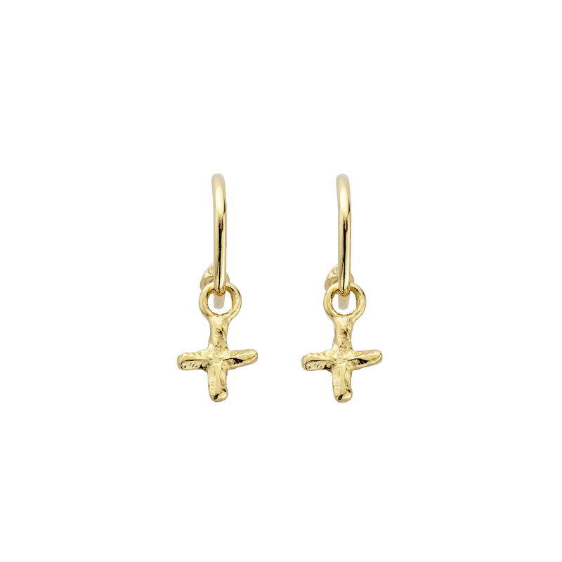 Gold Mini Cupid Hoops With Mini Kiss Charms