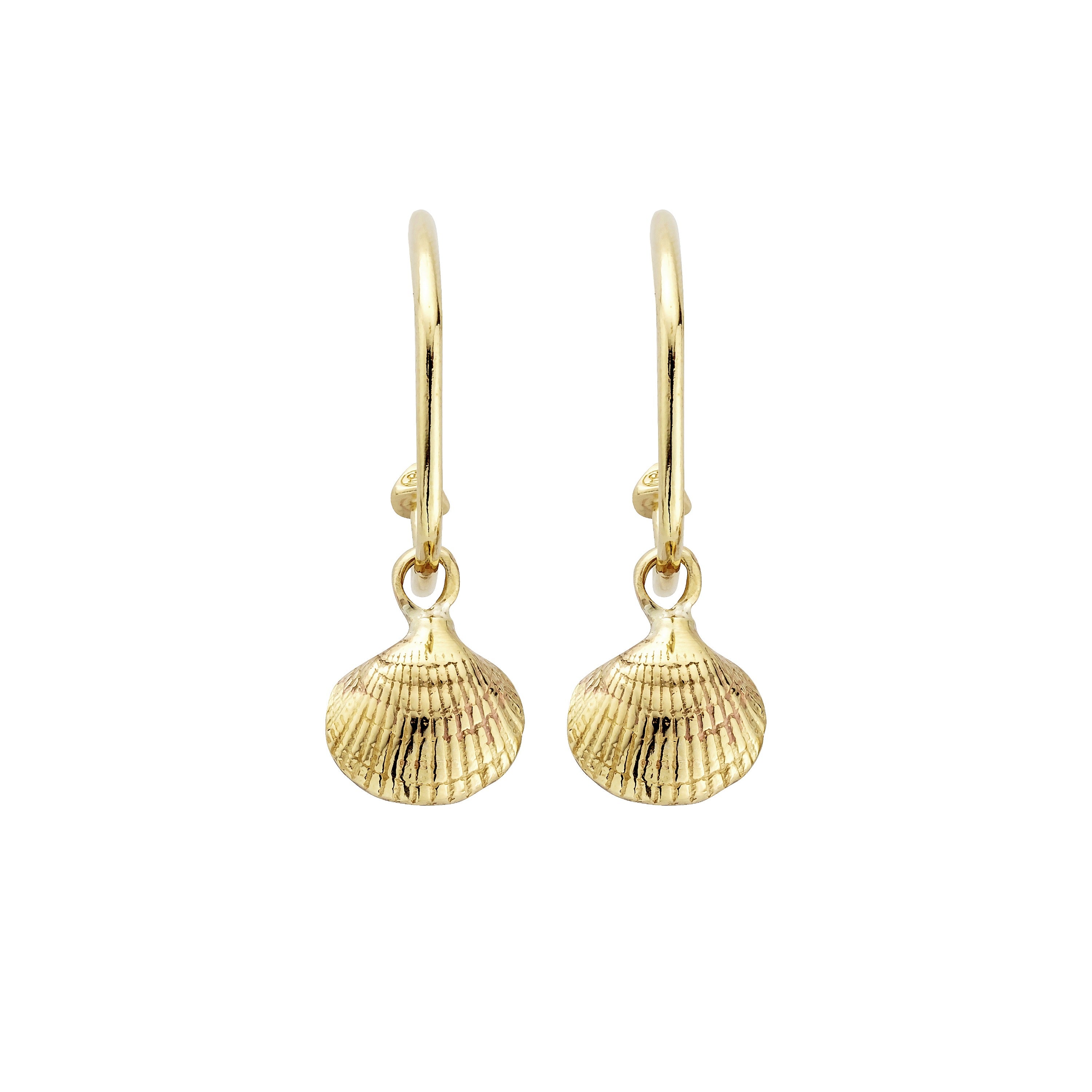 Gold Maxi Cupid Hoops With Mini Shell Charms