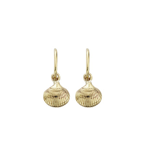 Gold Mini Cupid Hoops With Mini Shell Charms