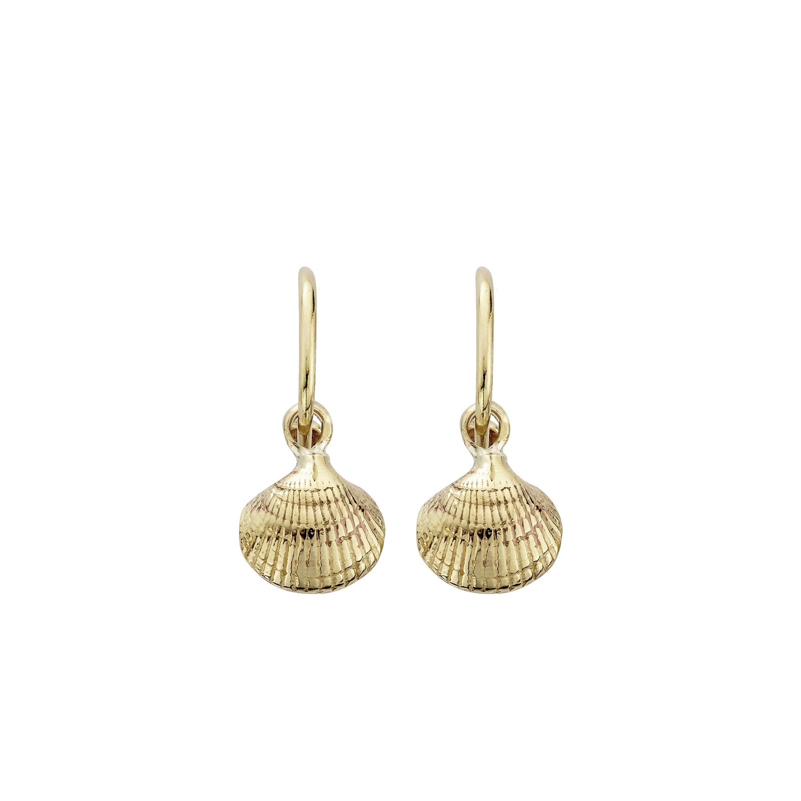 Gold Mini Cupid Hoops With Mini Shell Charms