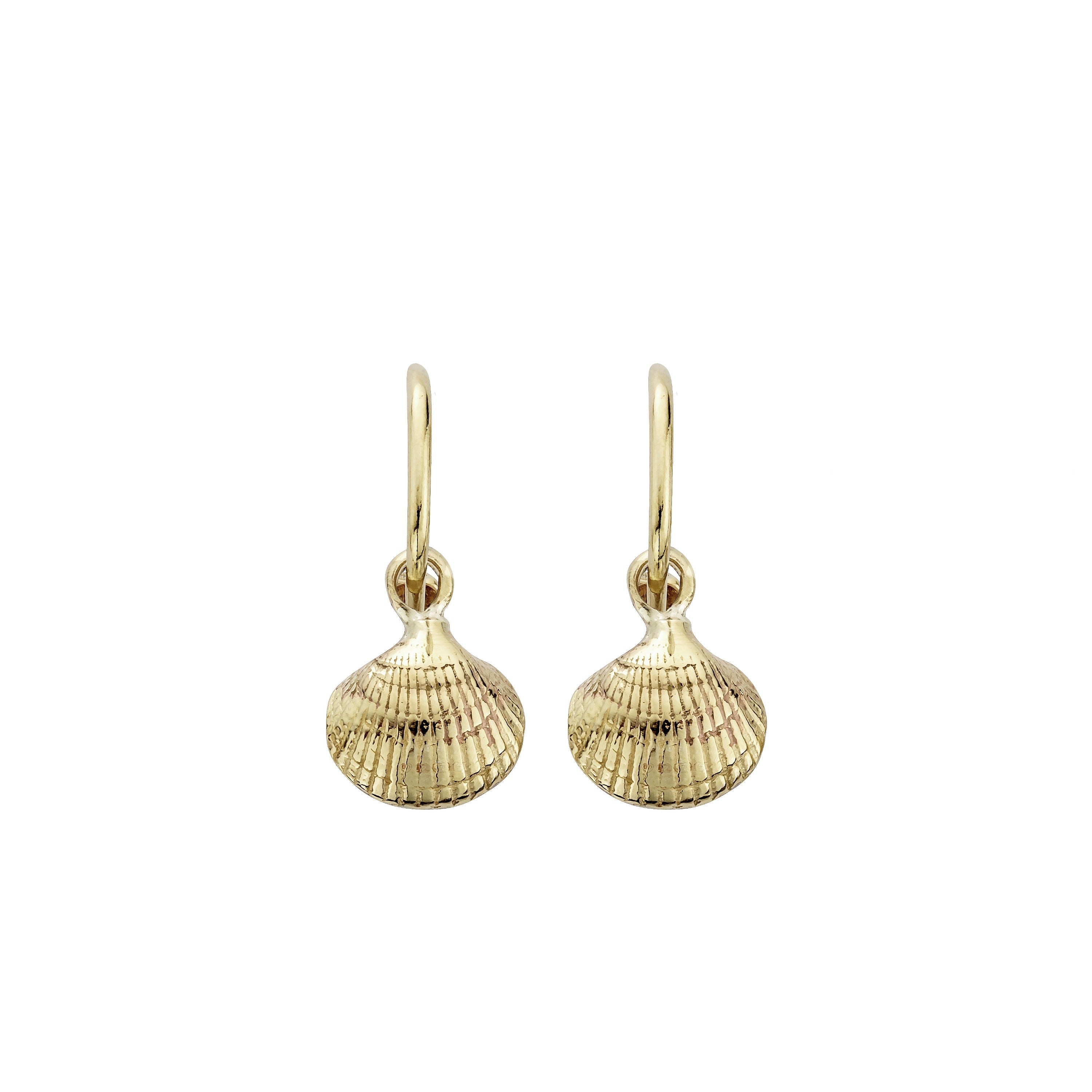 Gold Mini Cupid Hoops With Mini Shell Charms