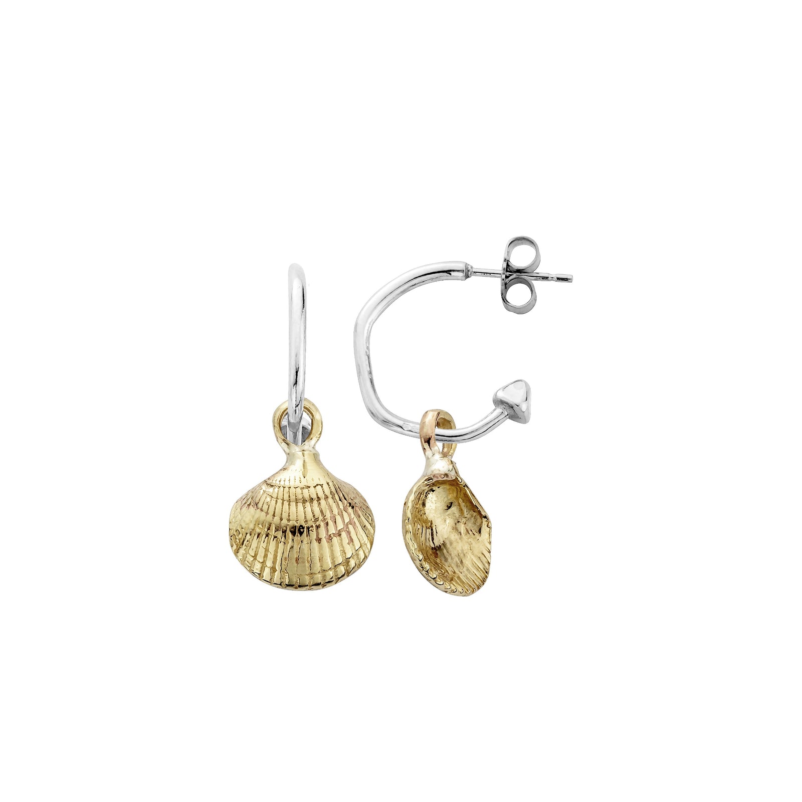 Mini Cupid Hoops With Gold Mini Shell Charms