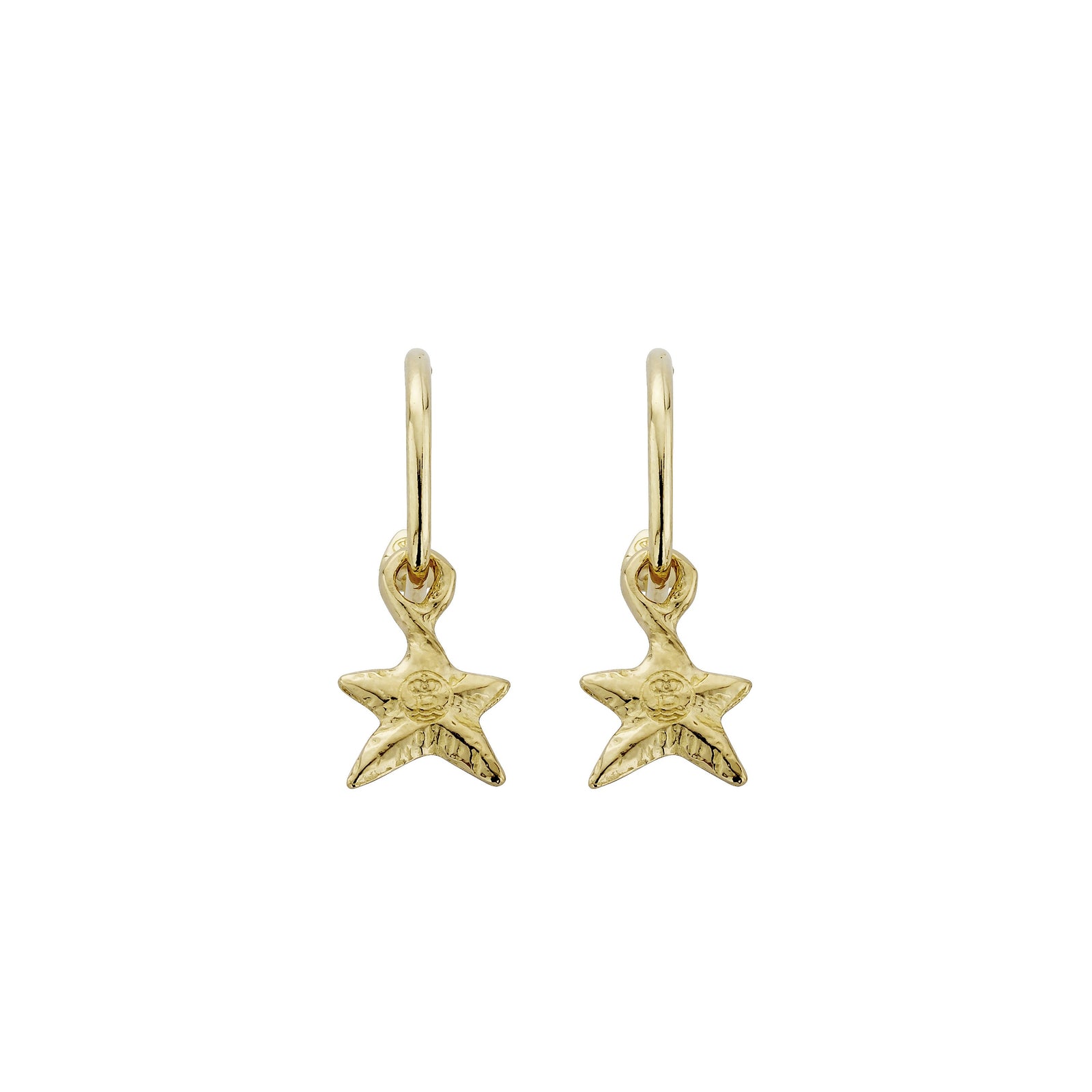 Gold Mini Cupid Hoops With Mini Star Charms