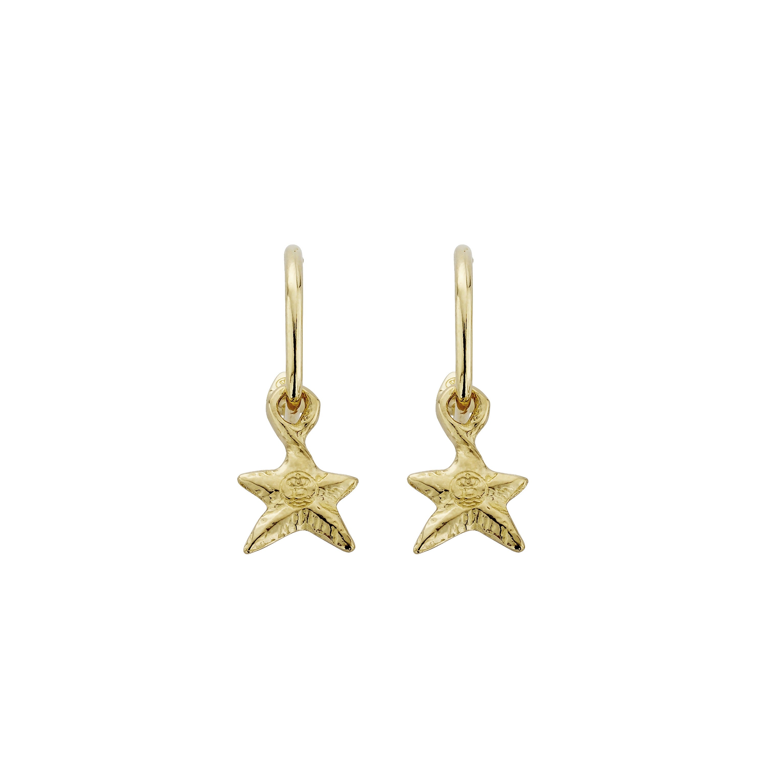 Gold Mini Cupid Hoops With Mini Star Charms