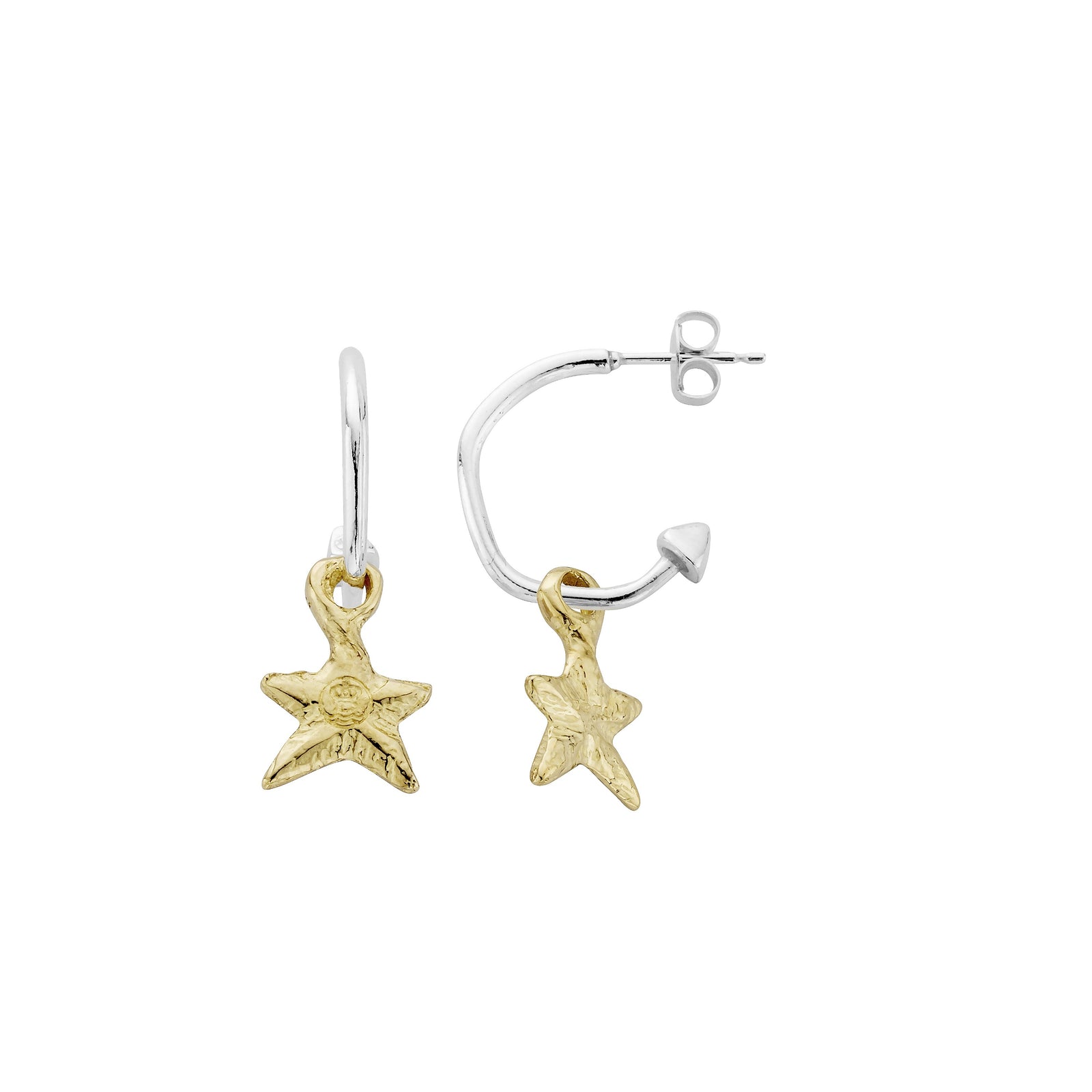 Mini Cupid Hoops with Gold Mini Star Charms