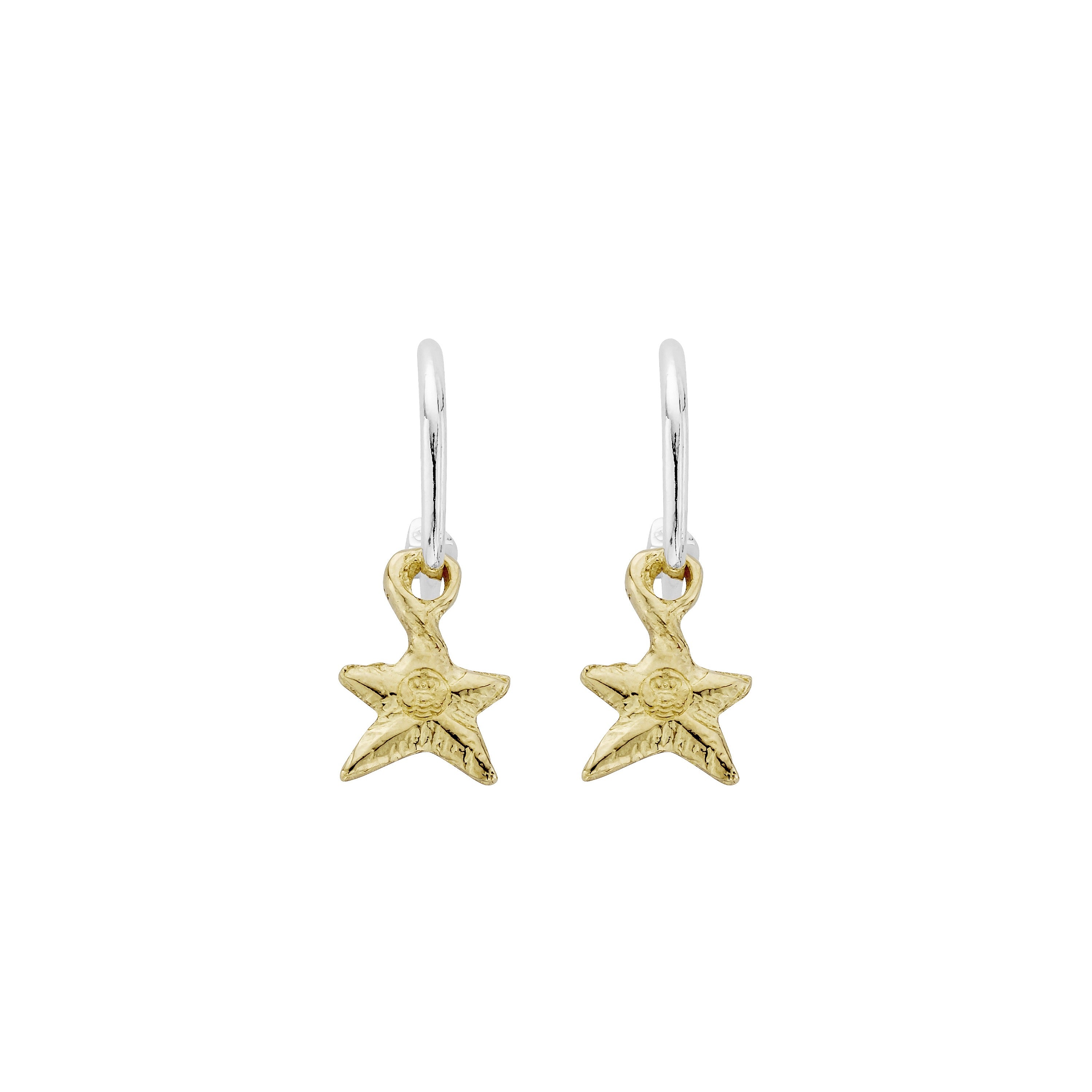 Mini Cupid Hoops with Gold Mini Star Charms