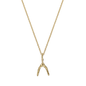 Gold Mini Wishbone Necklace