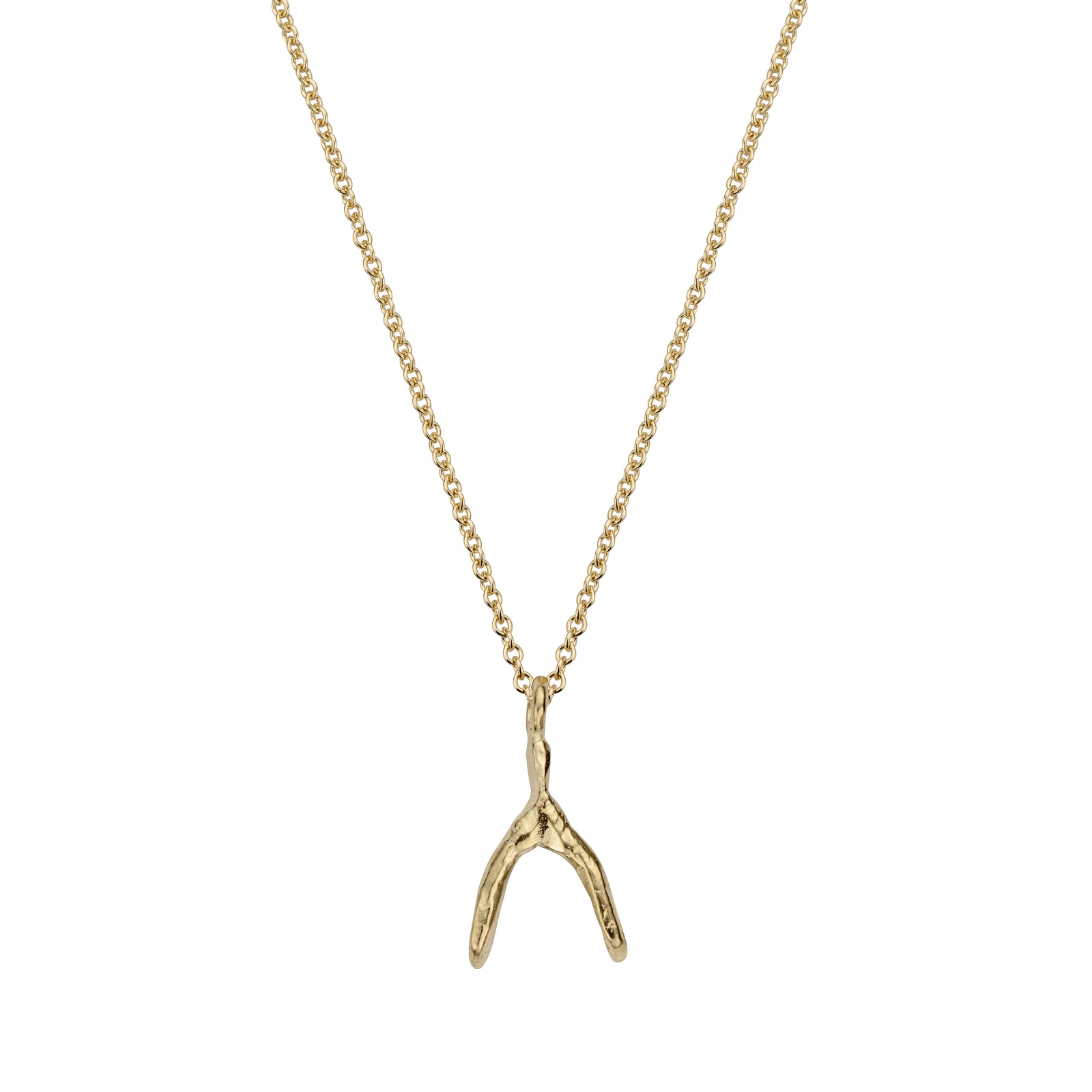 Gold Mini Wishbone Necklace