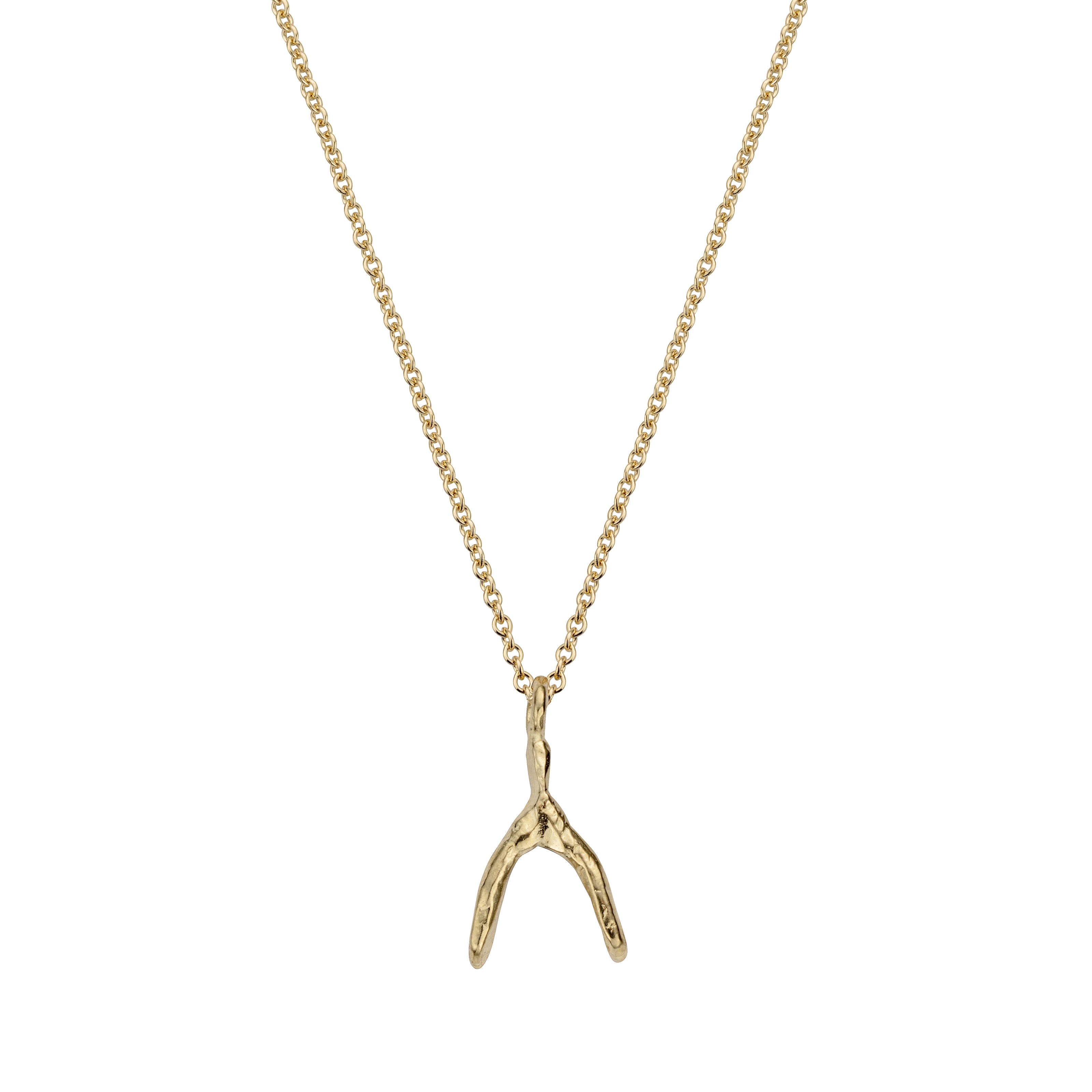 Gold Mini Wishbone Necklace