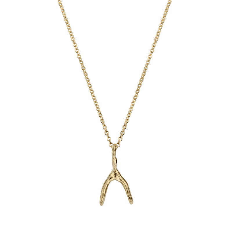 Gold Mini Wishbone Necklace