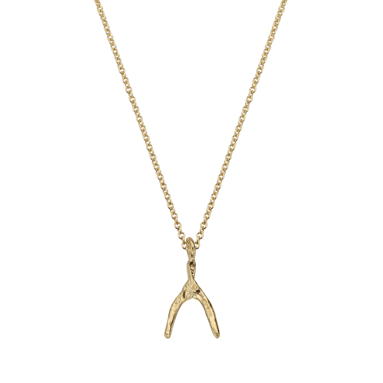 Gold Mini Wishbone Necklace