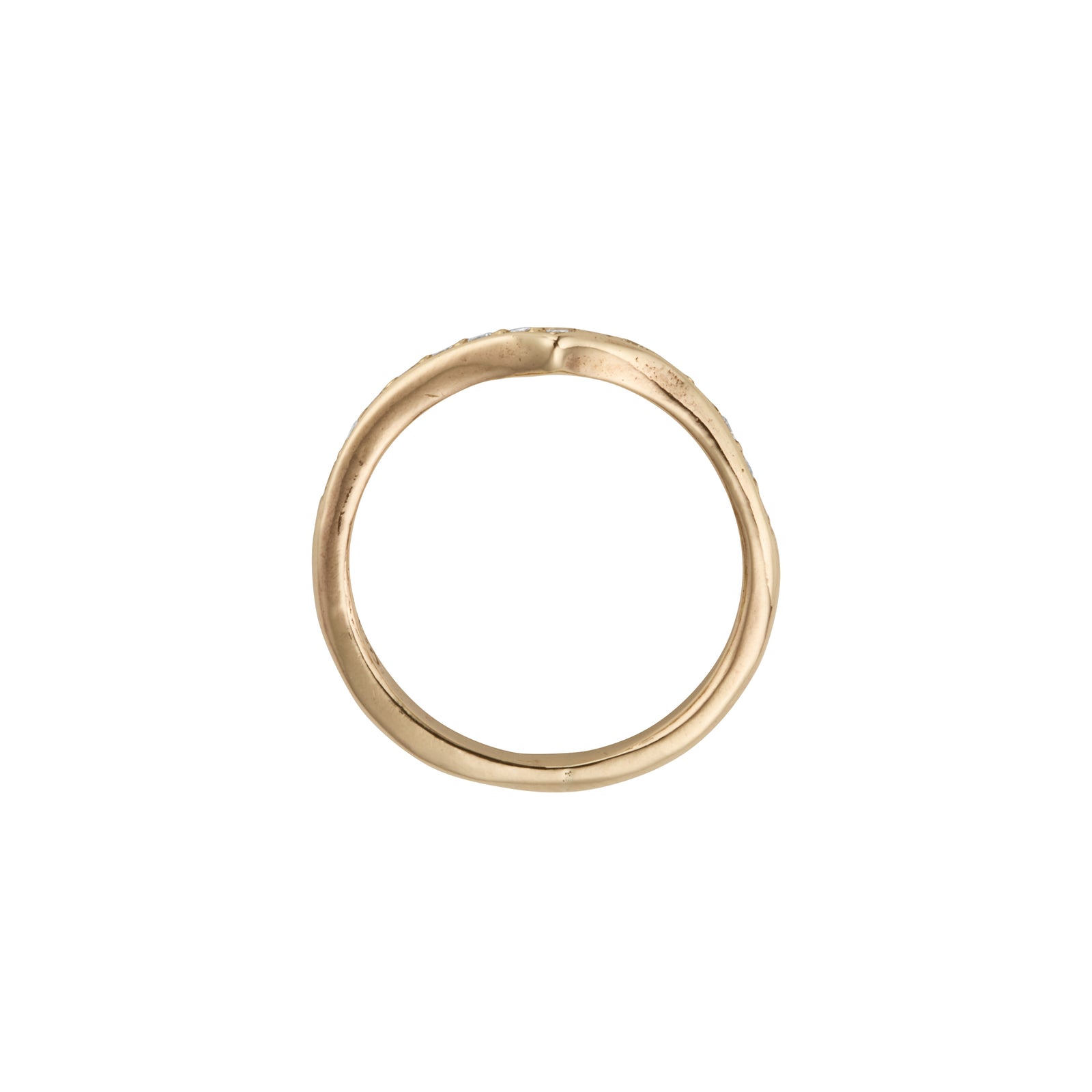 Gold Pavé Set Diamond Wishbone Band