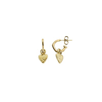 Gold Tiny Cupid Hoops With Baby Heart Charms