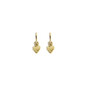 Gold Tiny Cupid Hoops With Baby Heart Charms