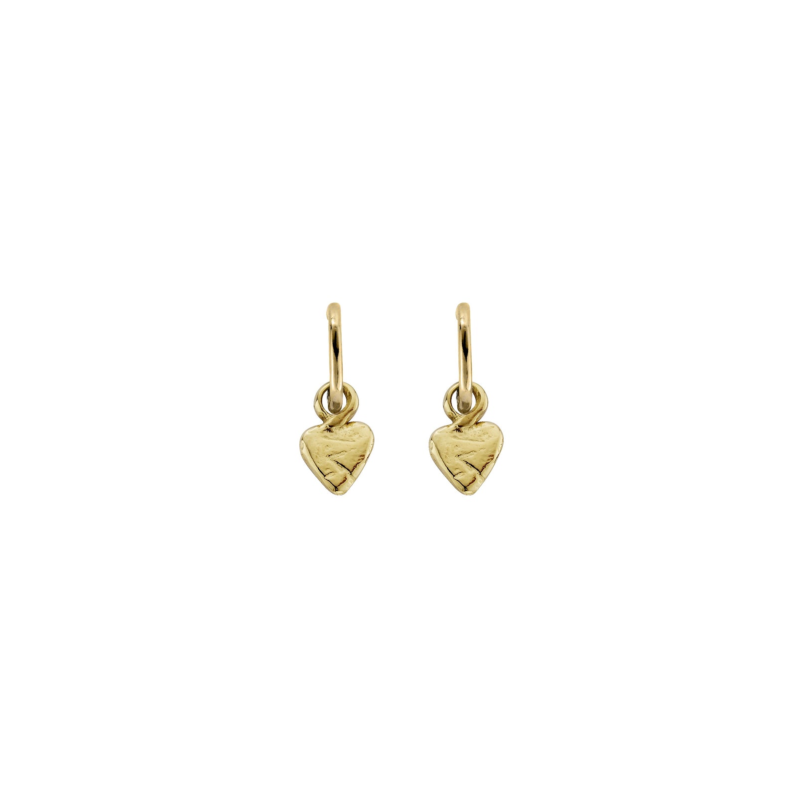 Gold Tiny Cupid Hoops With Baby Heart Charms