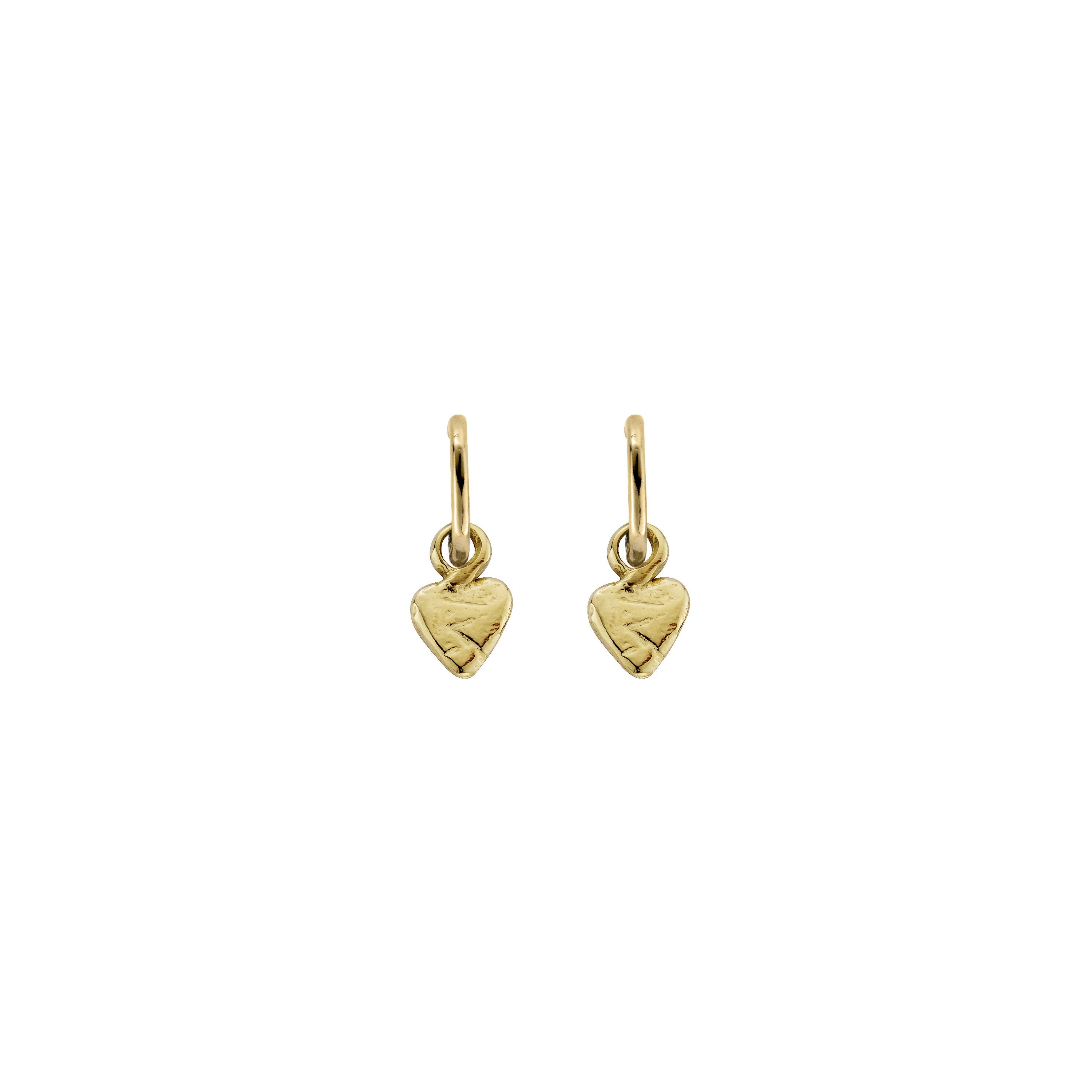 Gold Tiny Cupid Hoops With Baby Heart Charms