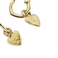 Gold Tiny Cupid Hoops With Baby Heart Charms