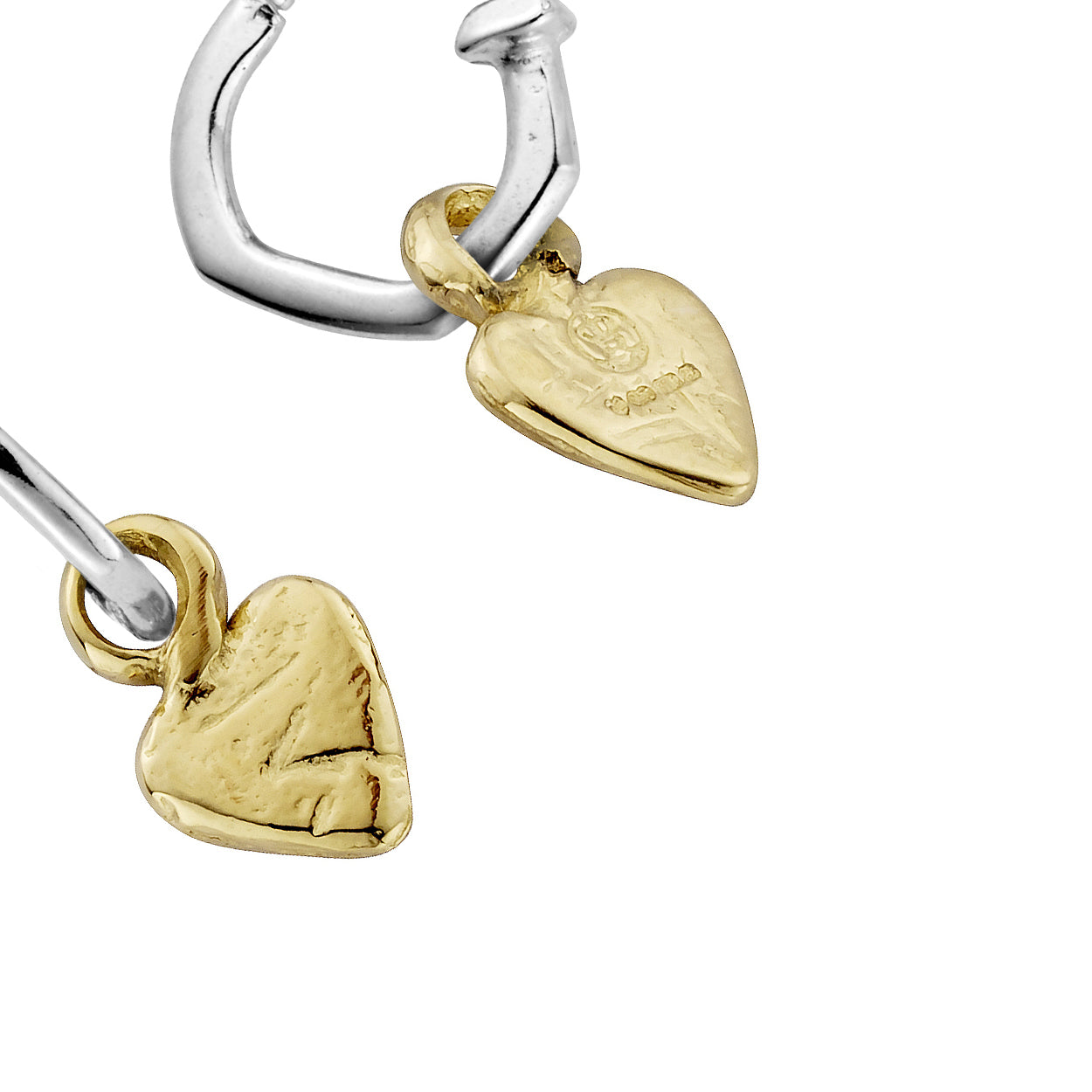Tiny Cupid Hoops With Gold Baby Heart Charms
