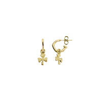 Gold Tiny Cupid Hoops With Baby Shamrock Charms