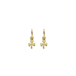 Gold Tiny Cupid Hoops With Baby Shamrock Charms