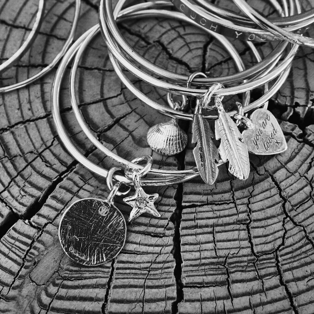 Silver & Gold Medium Feather Bangle
