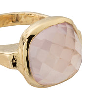 Gold Rose Quartz Crystal Ring