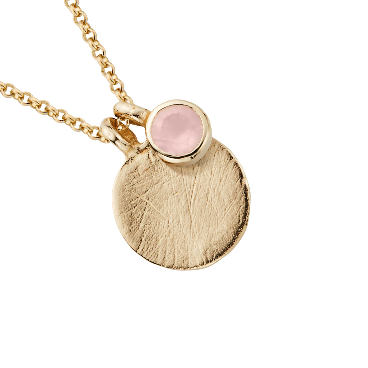 Gold Rose Quartz Moon & Stone Necklace