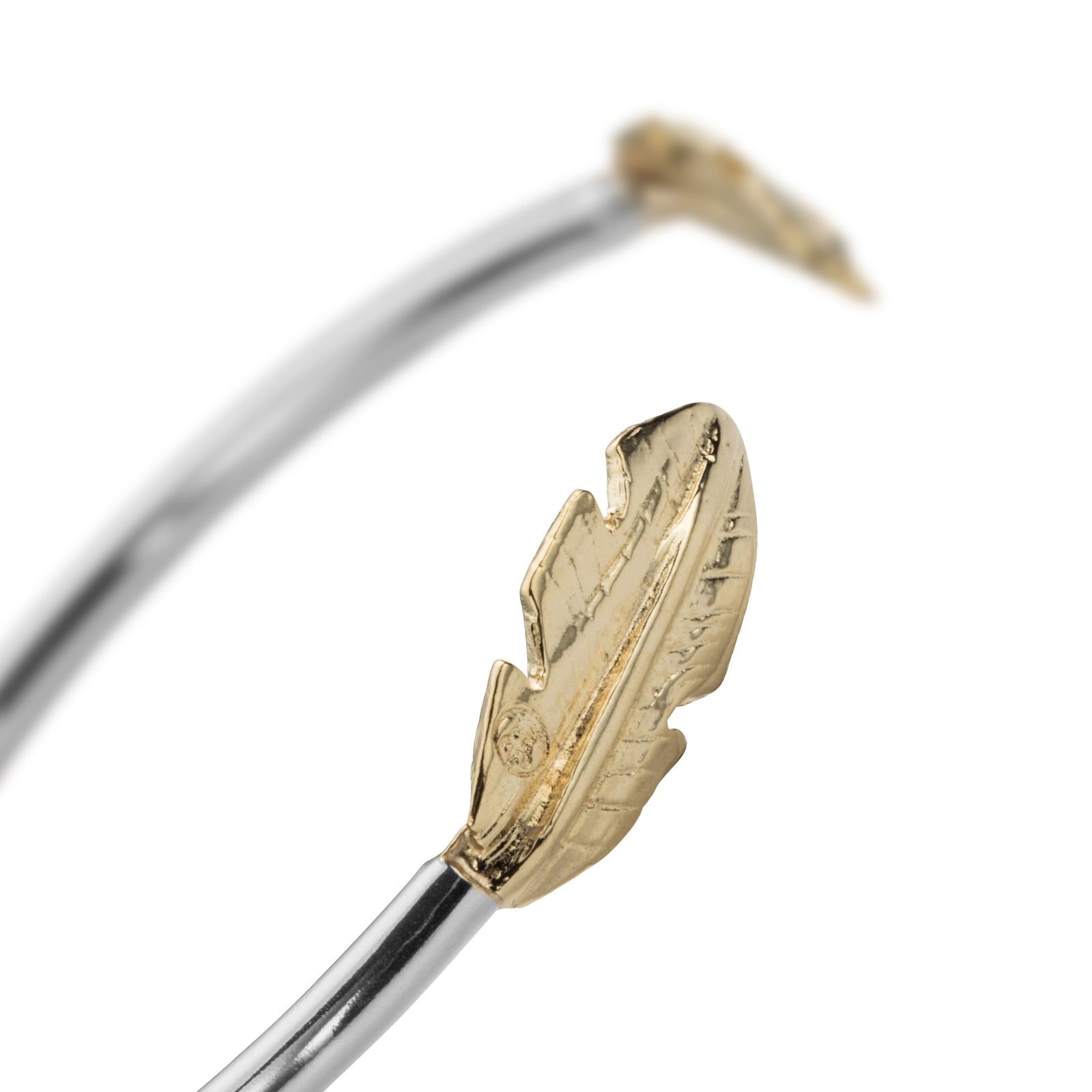 Silver & Gold Feather Cuff Bangle