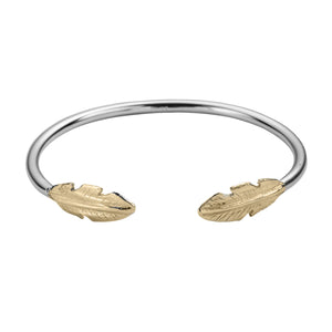 Silver & Gold Feather Cuff Bangle