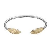 Silver & Gold Feather Cuff Bangle