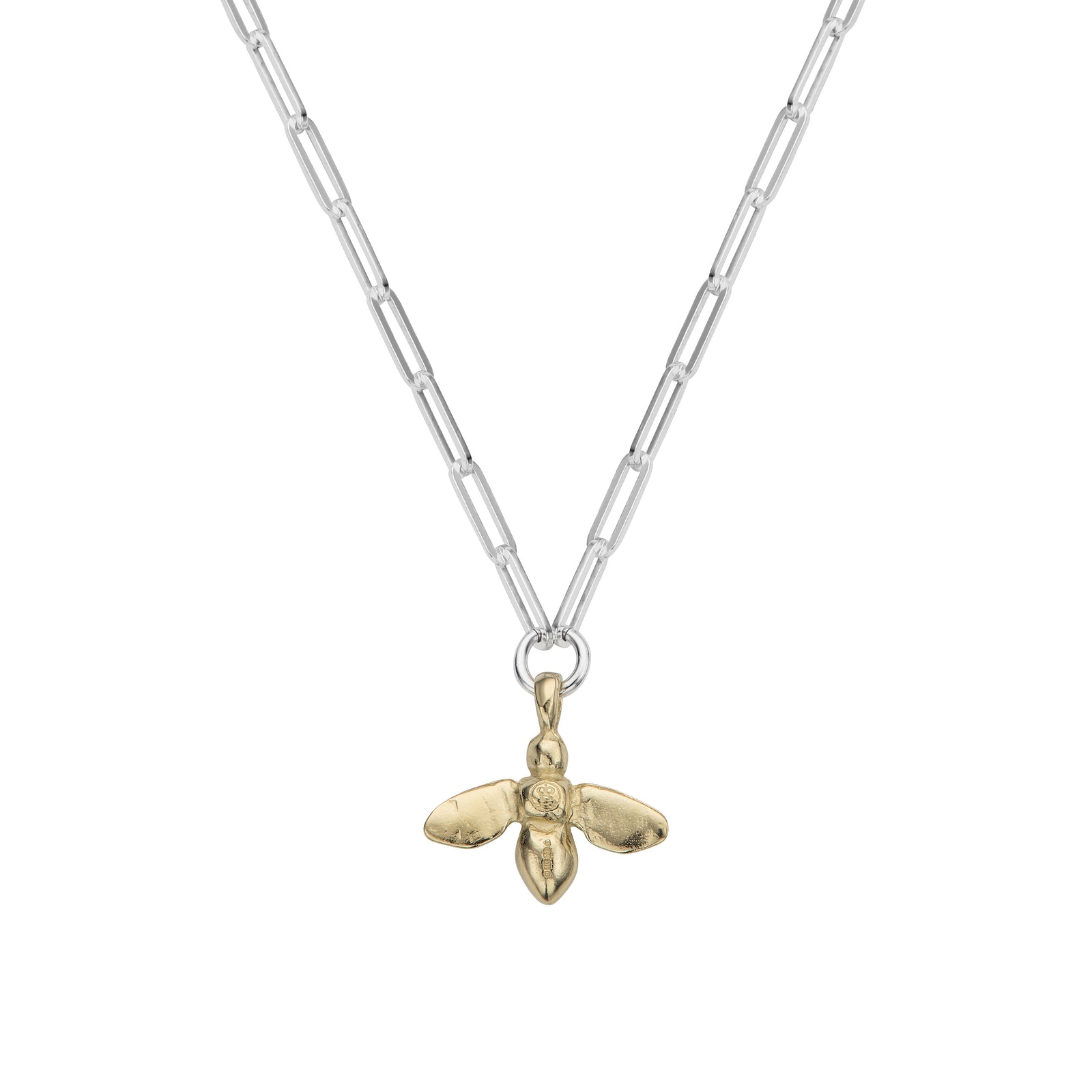 Silver & Gold Large Honey Bee Trace Chain Necklace