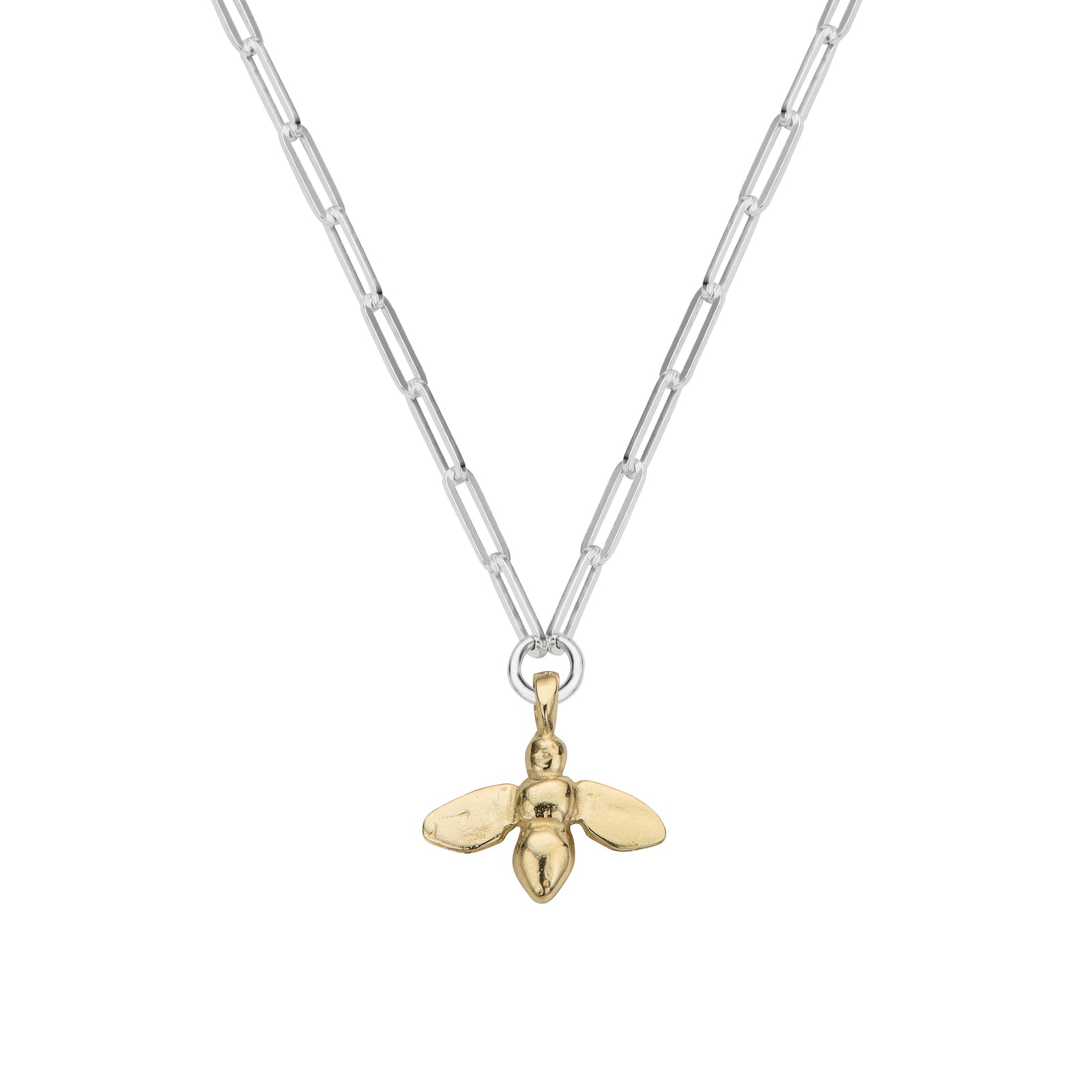 Silver & Gold Large Honey Bee Trace Chain Necklace