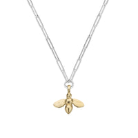 Silver & Gold Large Honey Bee Trace Chain Necklace