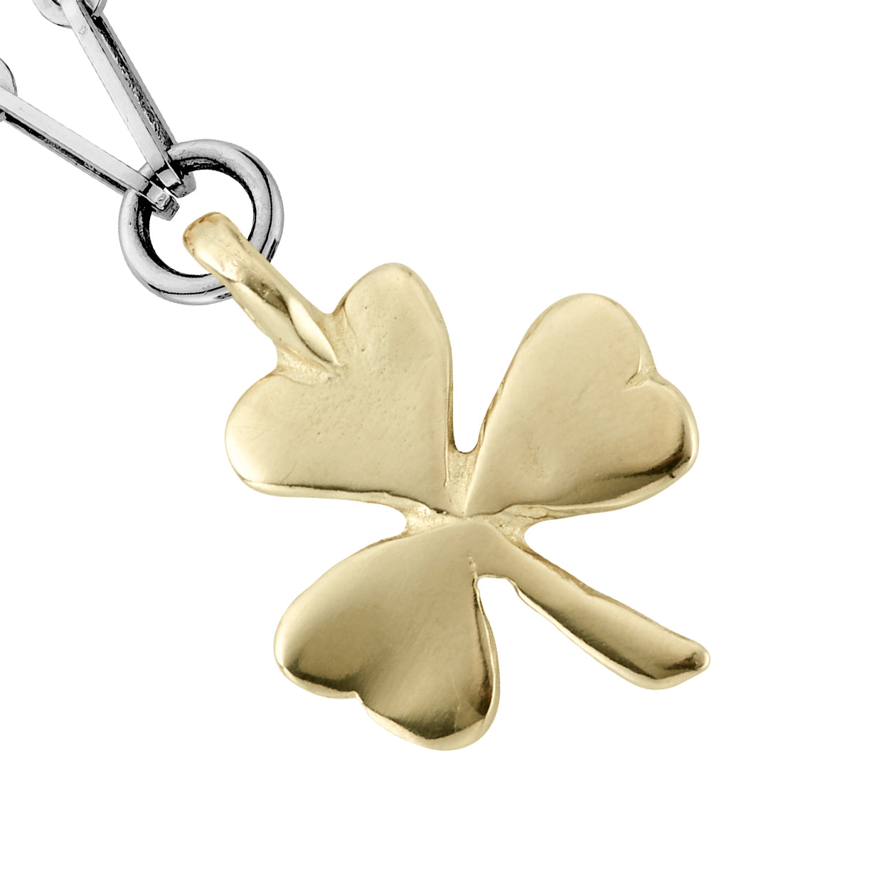 Silver & Gold Large Shamrock Trace Chain Necklace