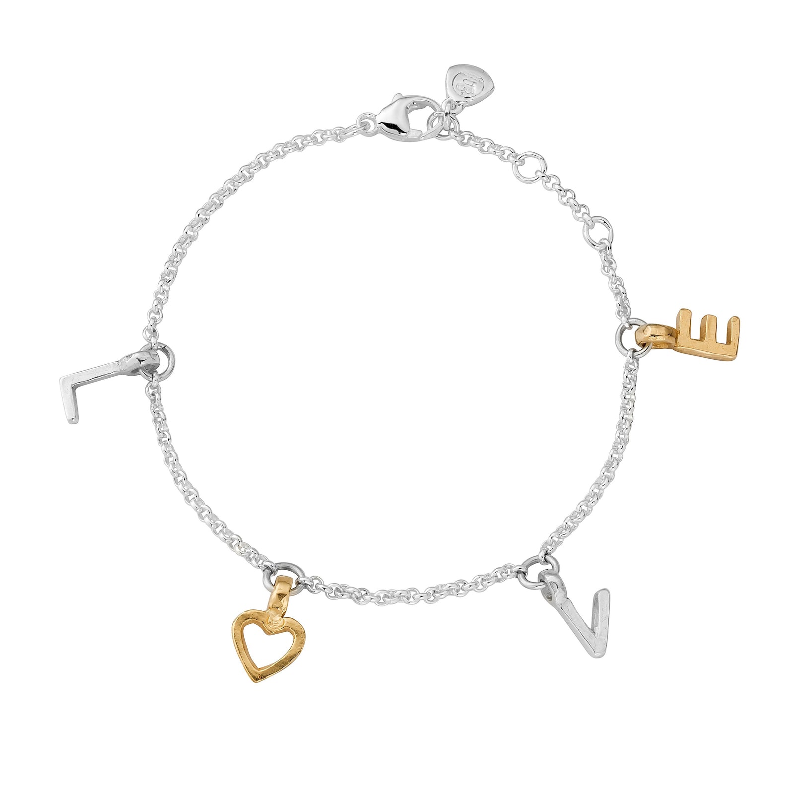 Silver & Gold Fixed Alphabet Chain Bracelet