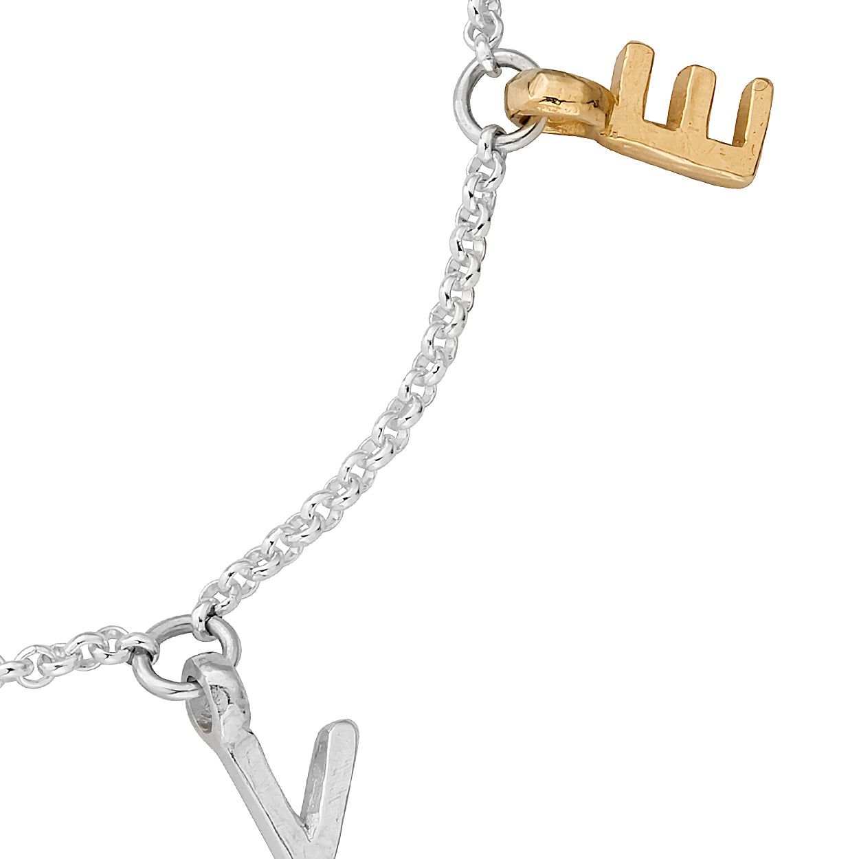 Silver & Gold Fixed Alphabet Chain Bracelet