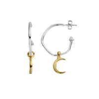 Maxi Cupid Hoops With Gold Mini Crescent Moon Charms