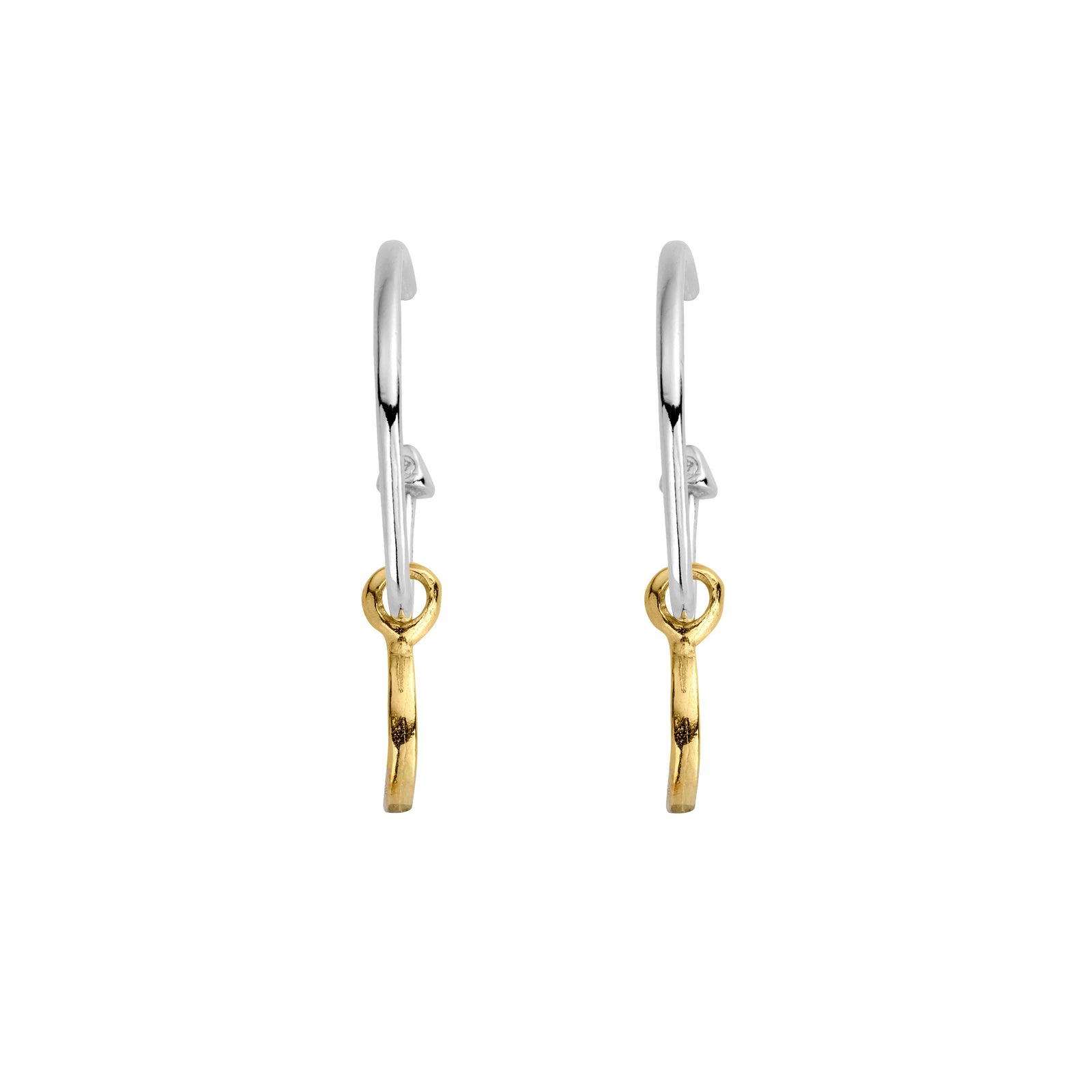 Maxi Cupid Hoops With Gold Mini Crescent Moon Charms