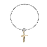 Silver & Gold Medium Cross Bangle