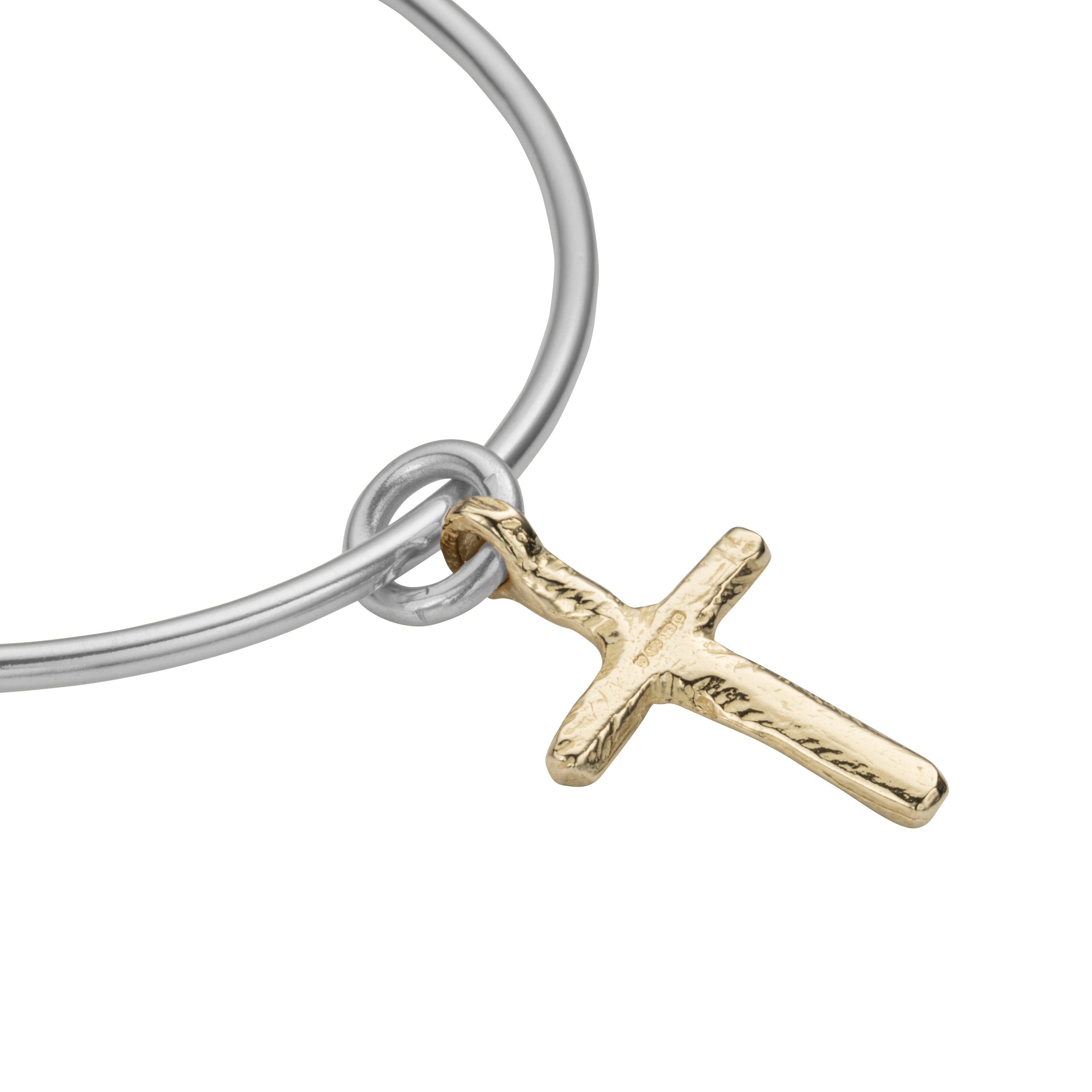Silver & Gold Medium Cross Bangle