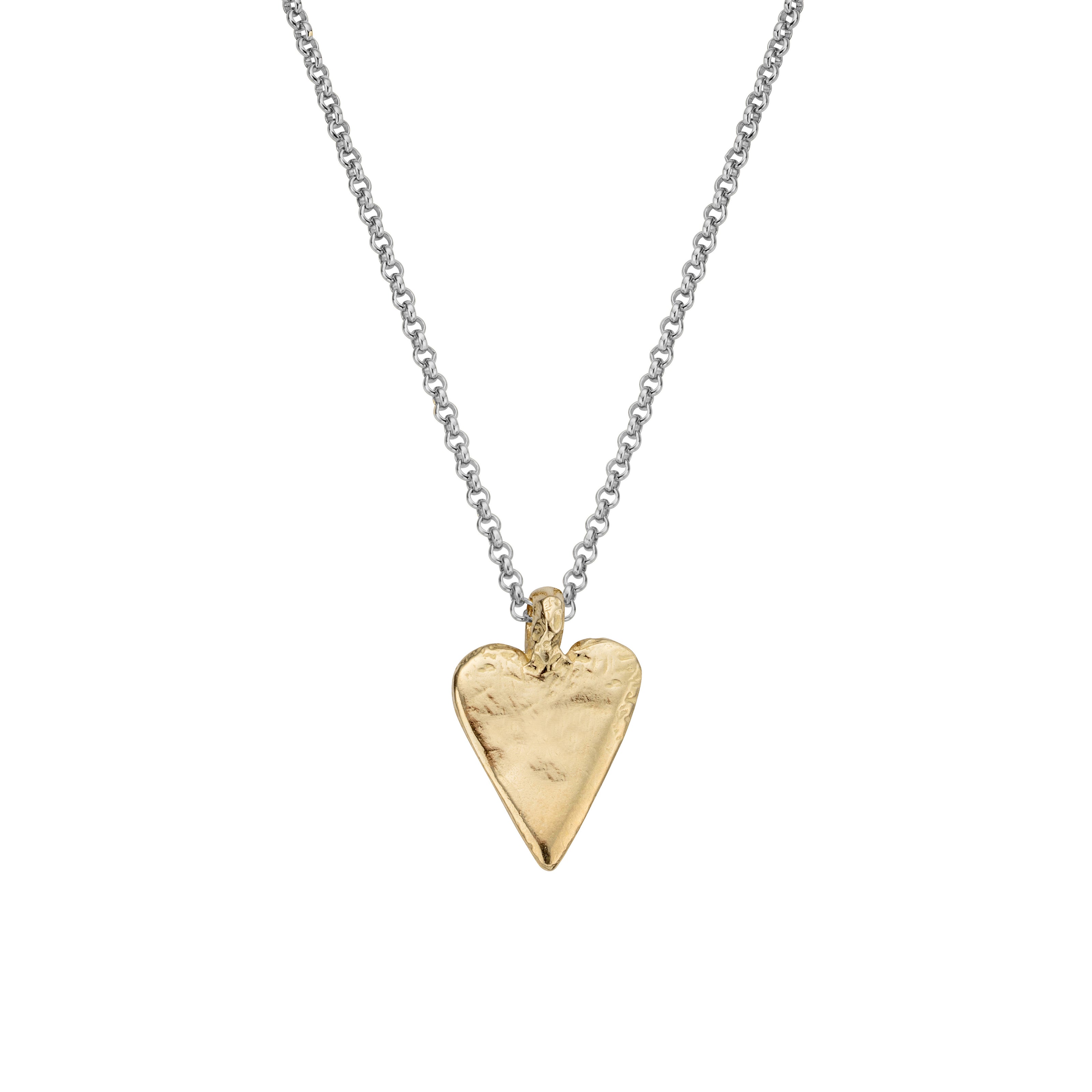 Silver & Gold Midi Heart Necklace