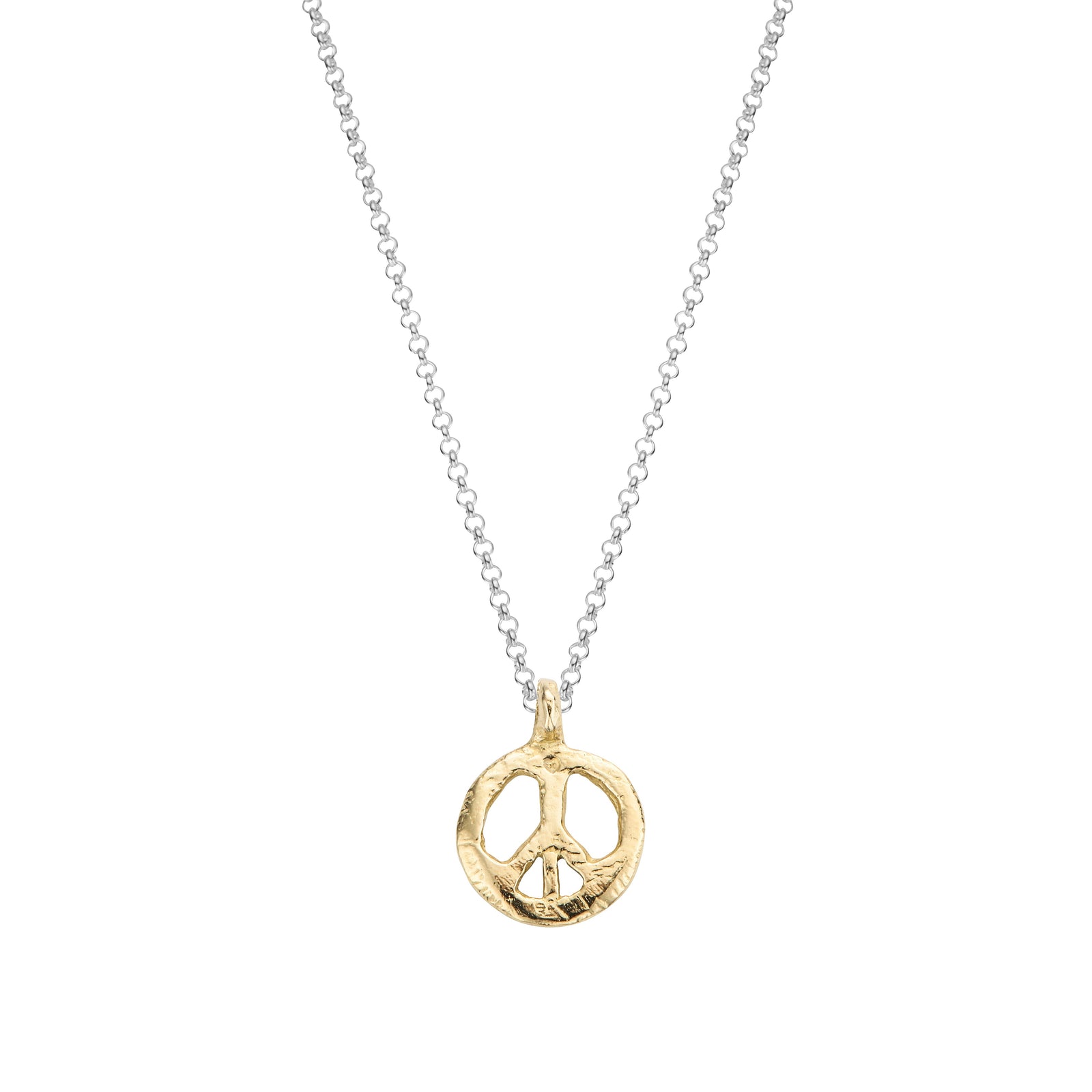 Silver & Gold Medium Peace Necklace