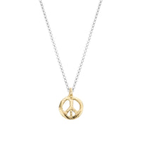 Silver & Gold Medium Peace Necklace