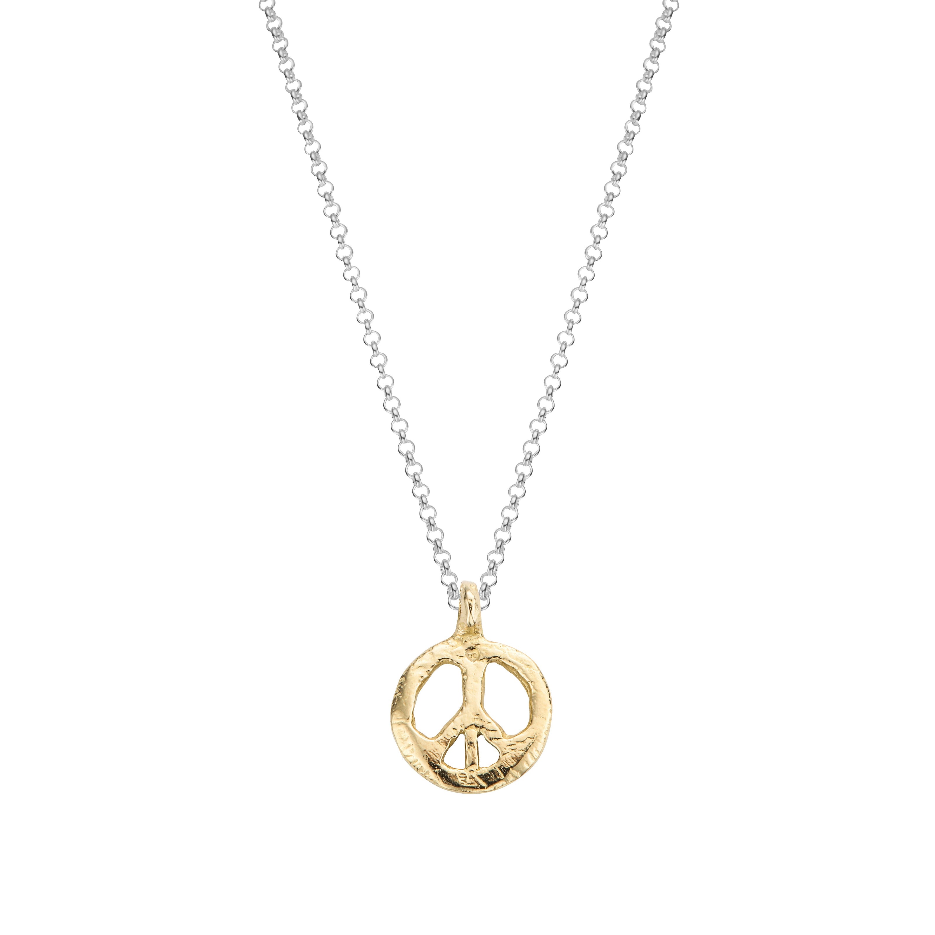 Silver & Gold Medium Peace Necklace