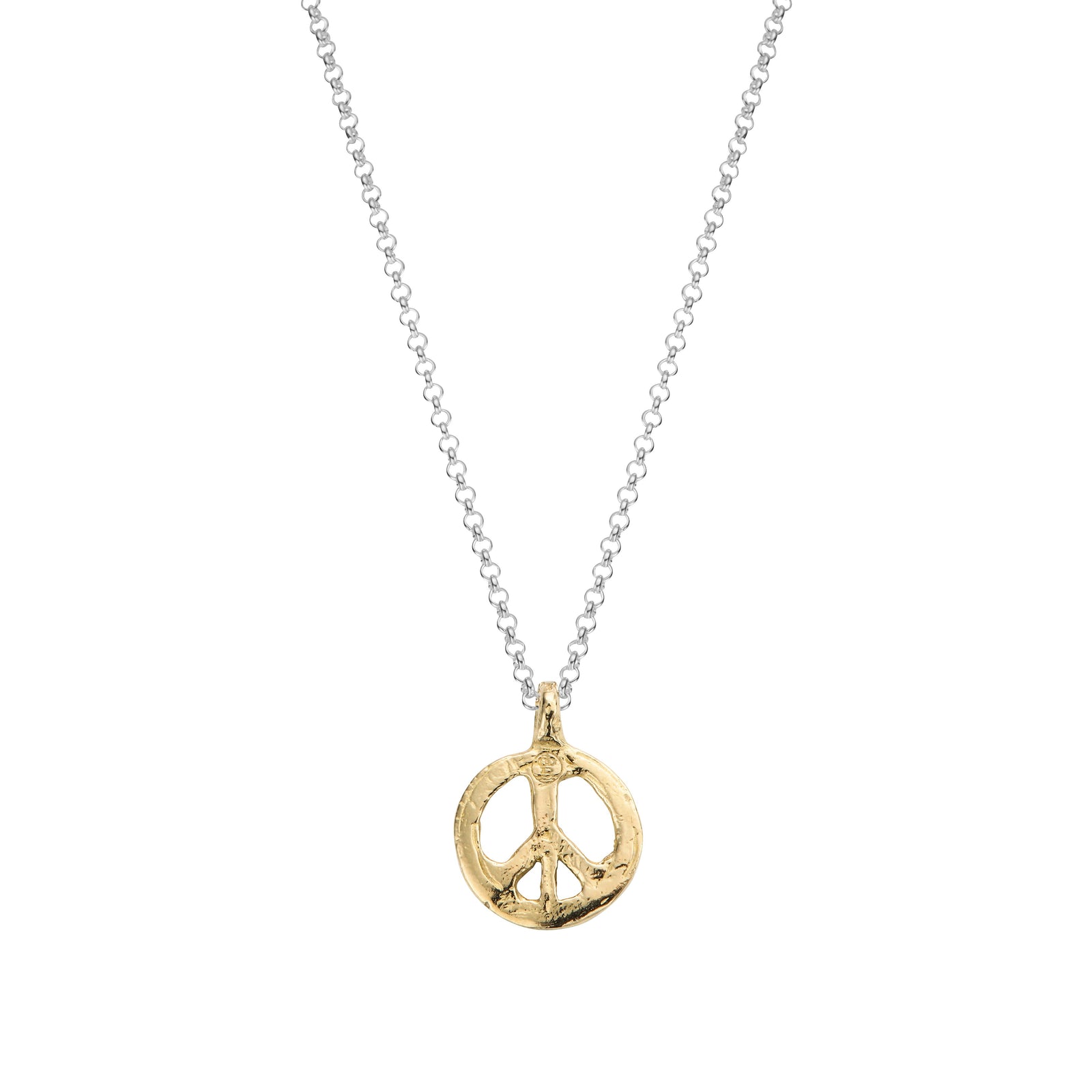 Silver & Gold Medium Peace Necklace