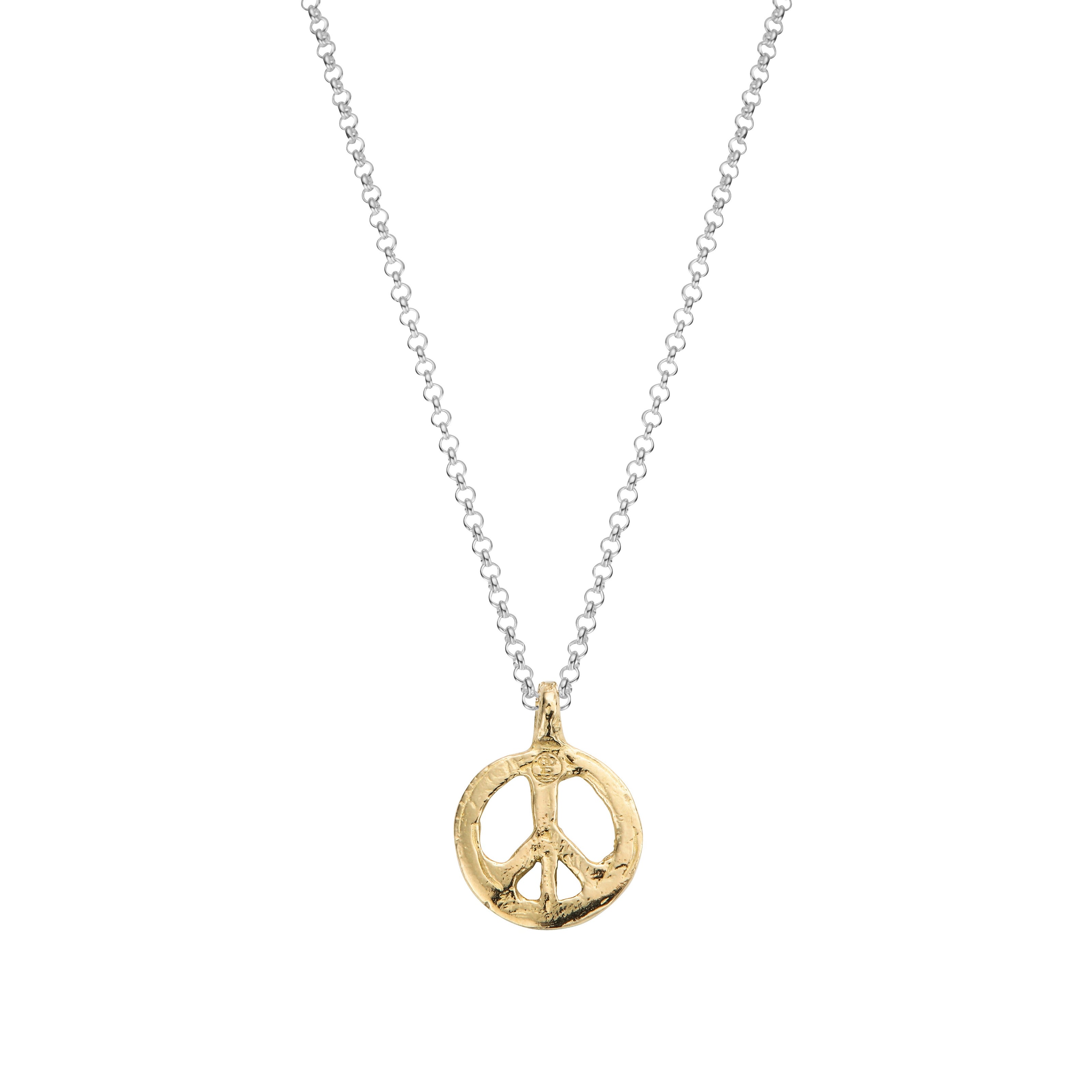 Silver & Gold Medium Peace Necklace