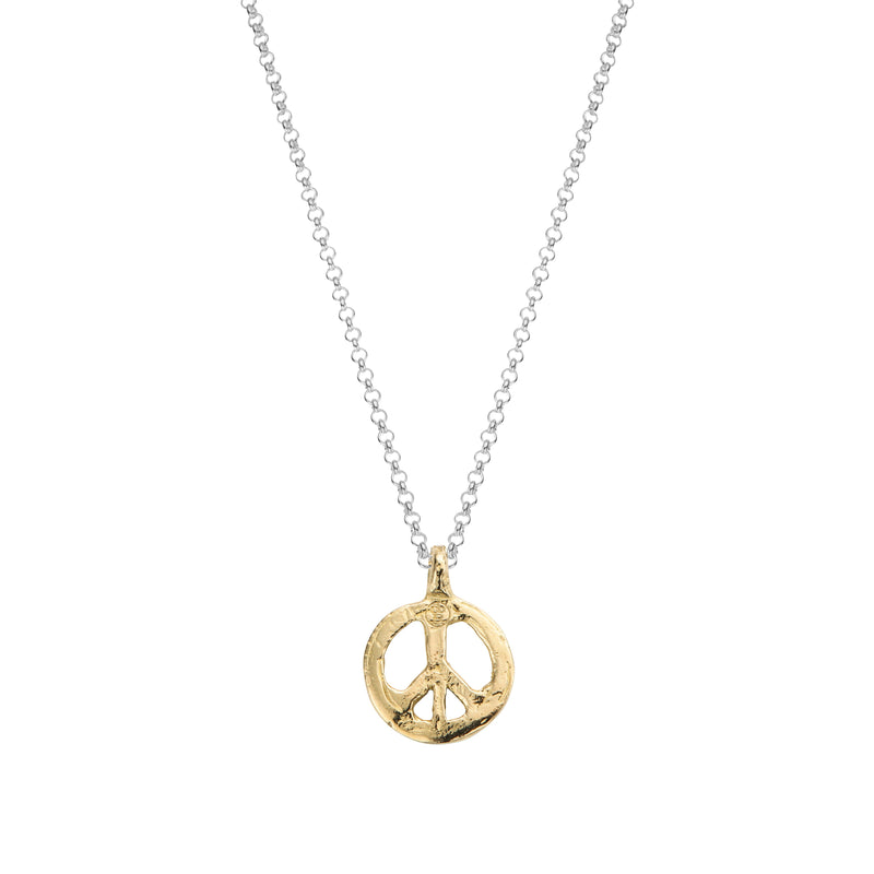 Silver & Gold Medium Peace Necklace