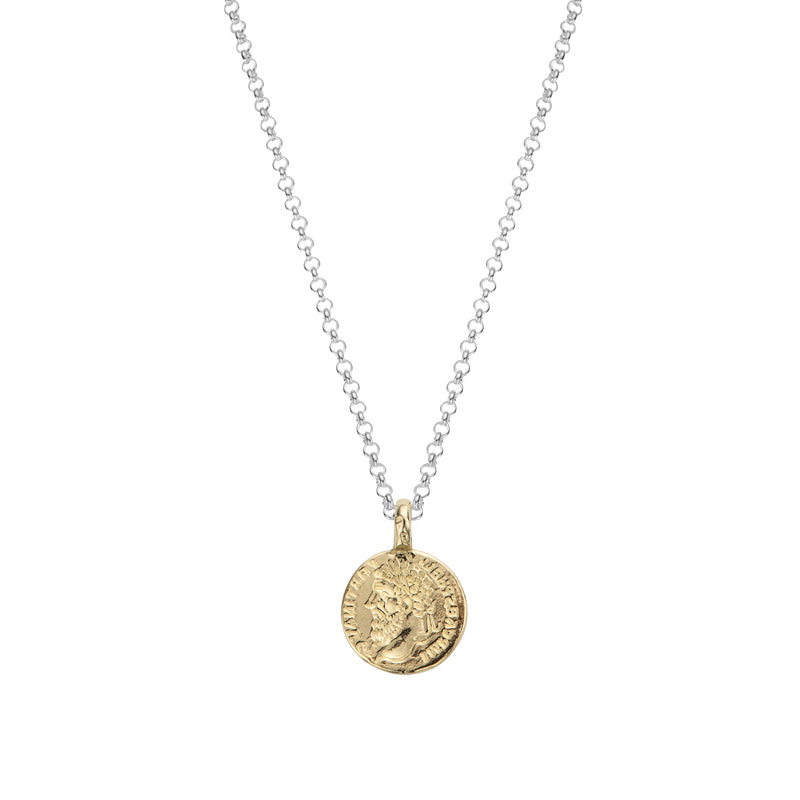 Silver & Gold Medium Roman Coin Necklace